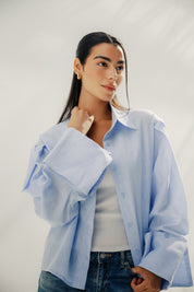 Volume-Sleeve Shirt Baby Blue