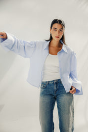 Volume-Sleeve Shirt Baby Blue