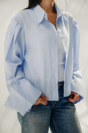 Volume-Sleeve Shirt Baby Blue