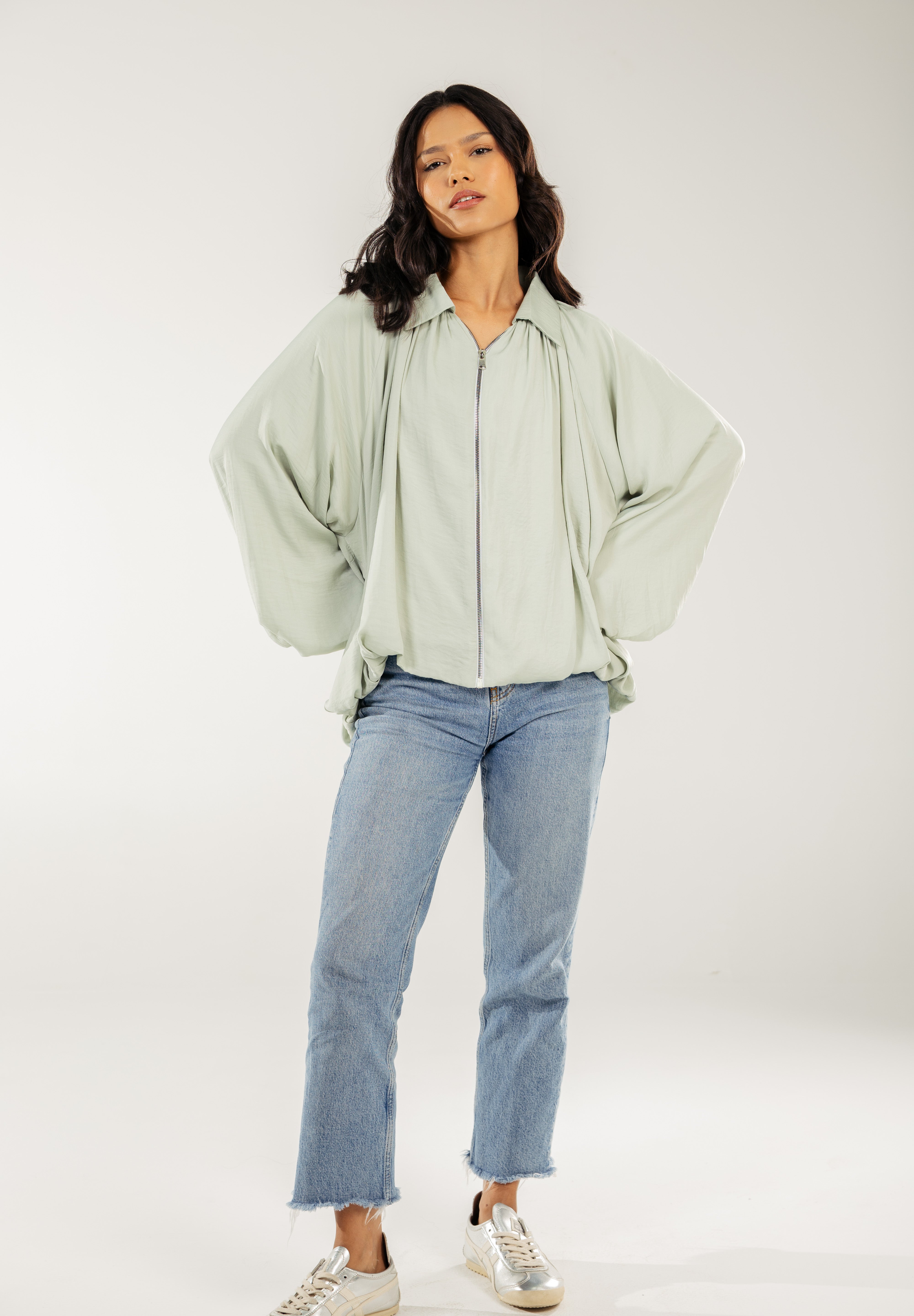 Satin Serenity Ensemble - Jacket Mint