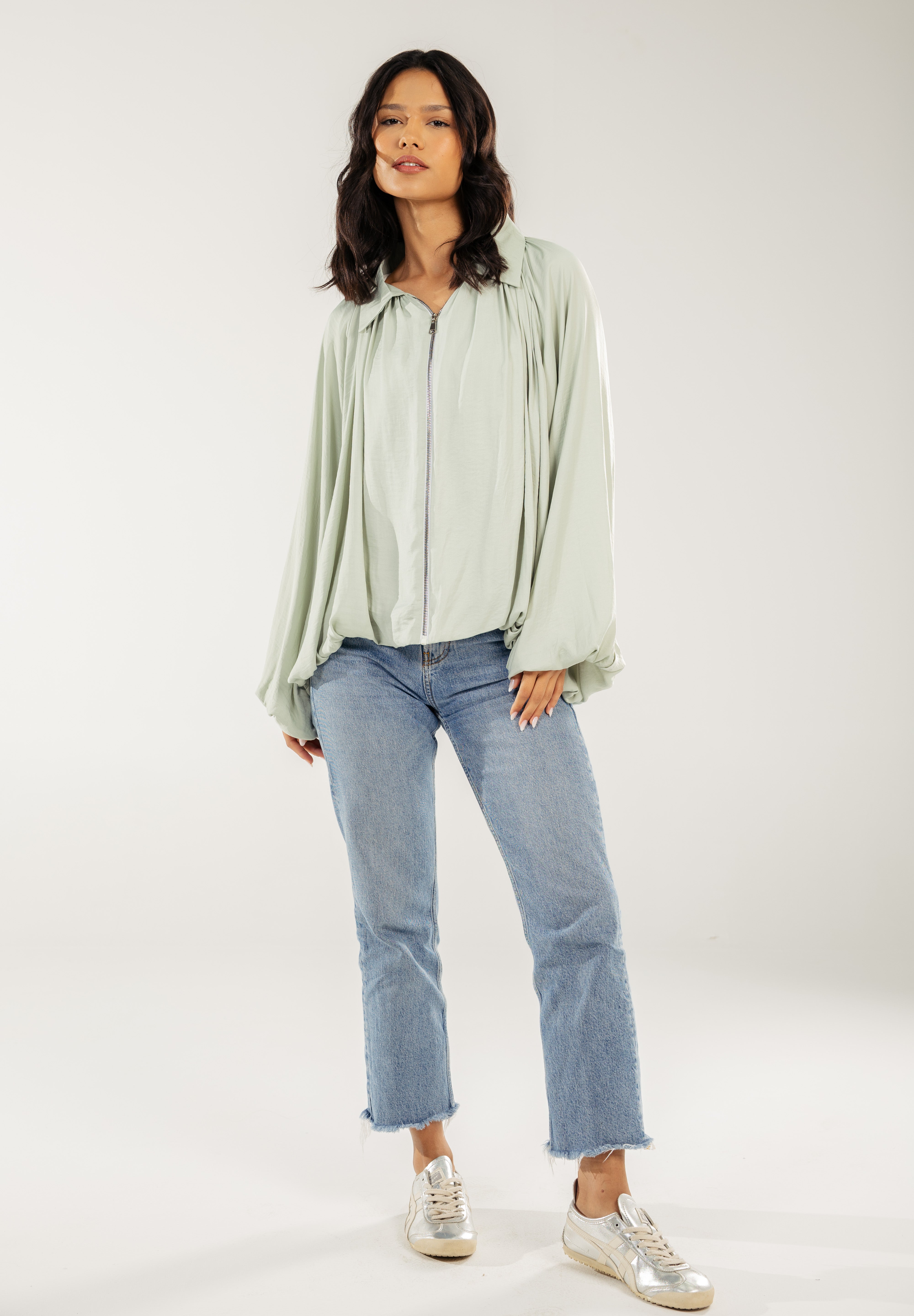 Satin Serenity Ensemble - Jacket Mint