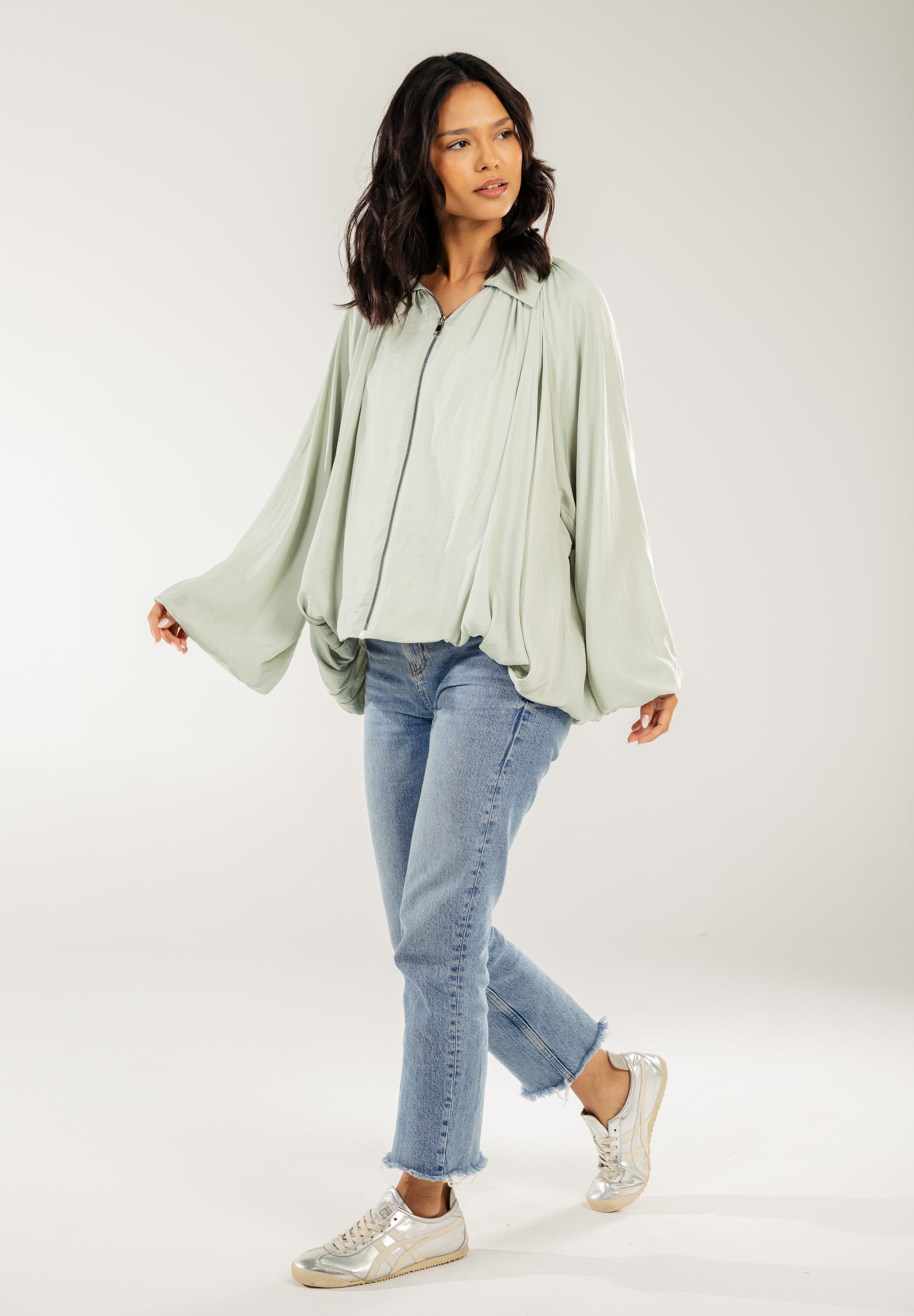 Satin Serenity Ensemble - Jacket Mint