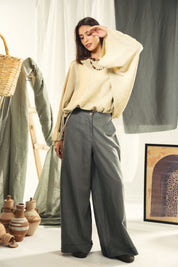Adjustable Drawstring Hem Blouse desert yellow