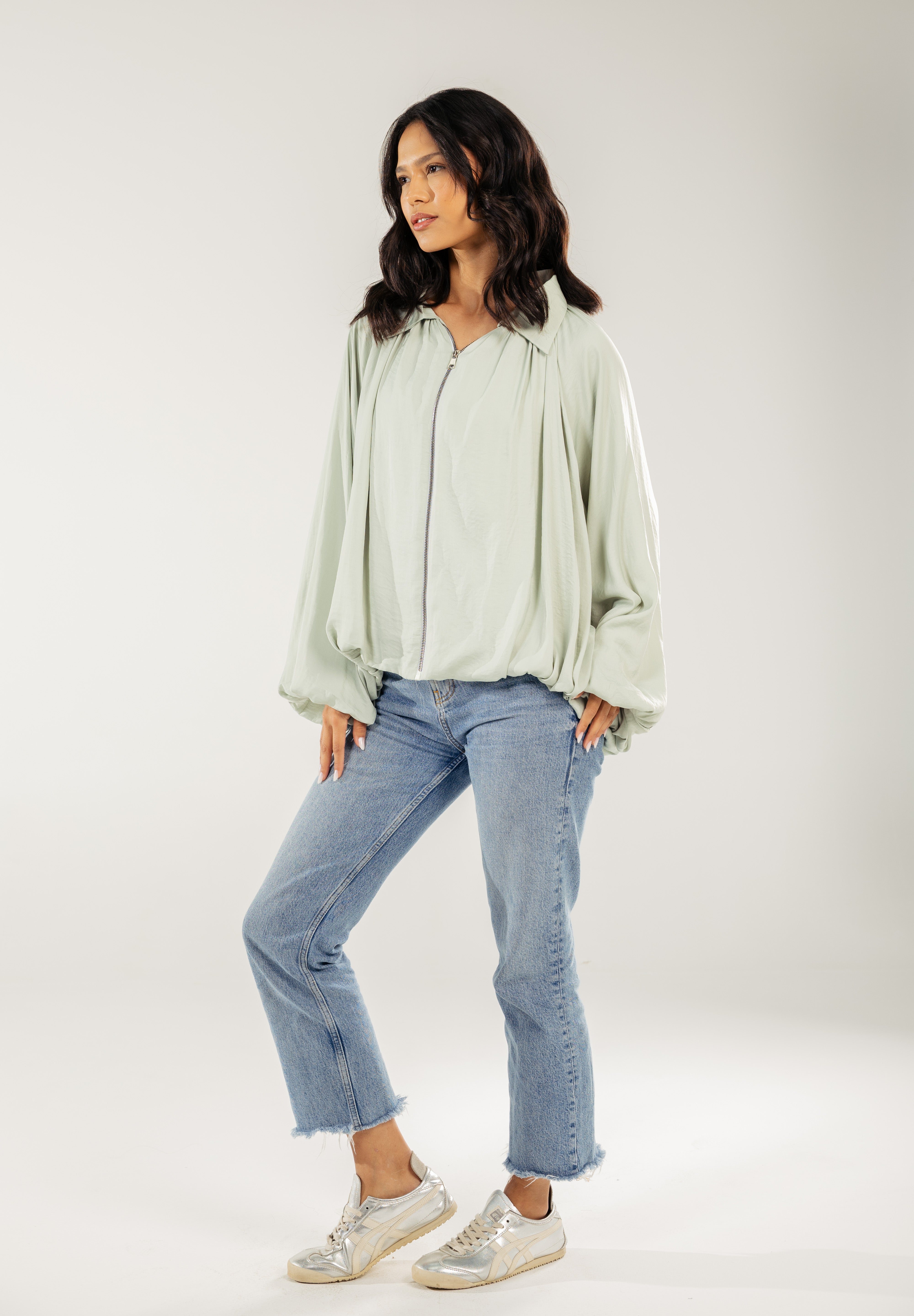 Satin Serenity Ensemble - Jacket Mint