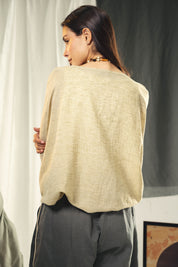 Adjustable Drawstring Hem Blouse desert yellow