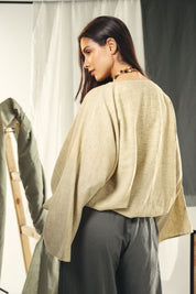 Adjustable Drawstring Hem Blouse desert yellow