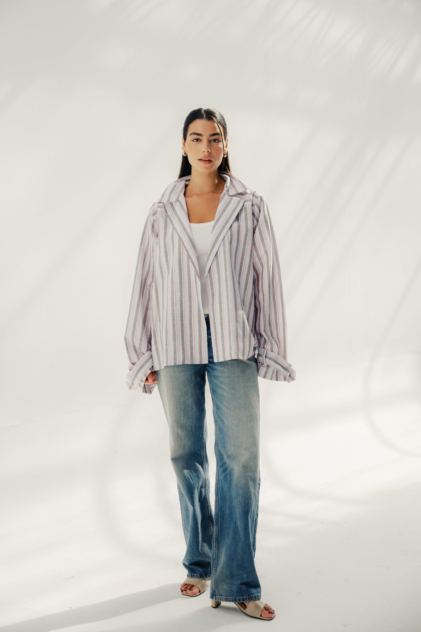 Button-down blouse - multicolored White And Red