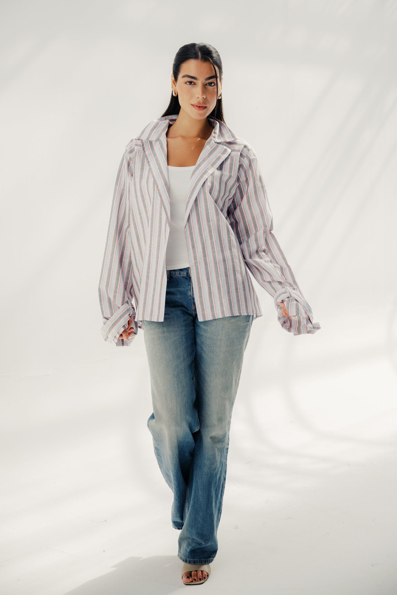 Button-down blouse - multicolored White And Red