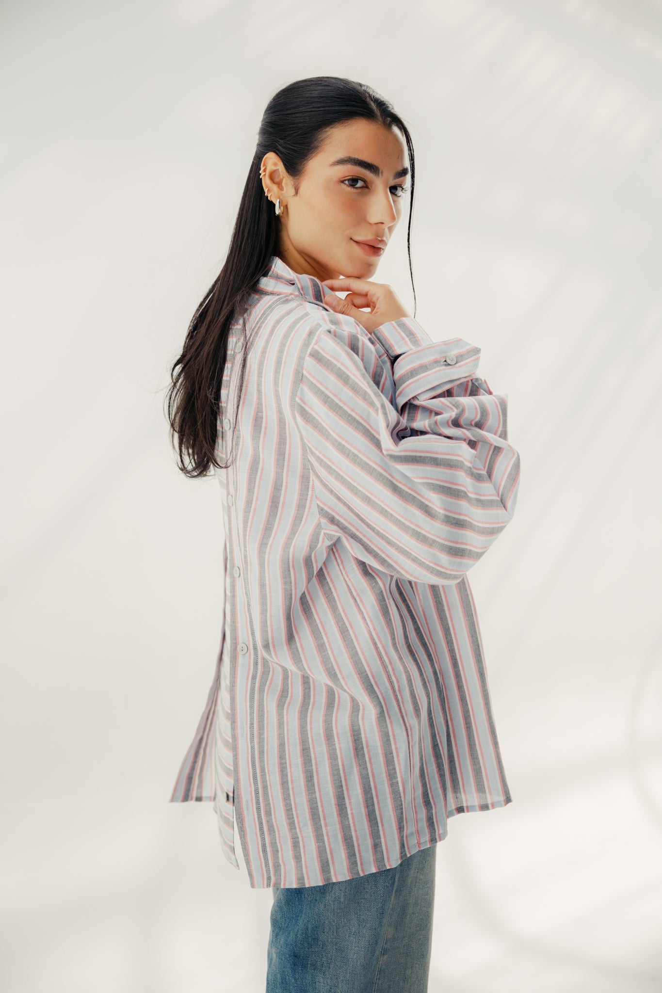 Button-down blouse - multicolored White And Red