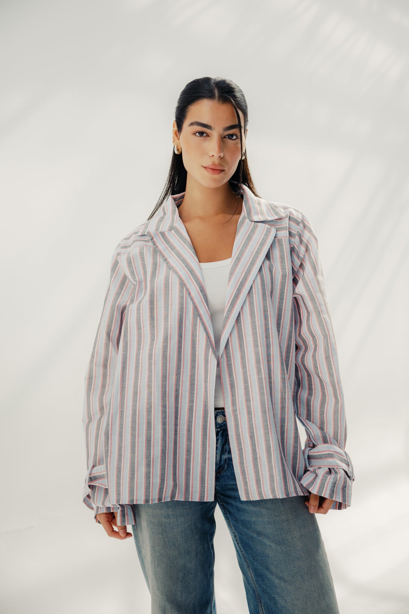 Button-down blouse - multicolored White And Red