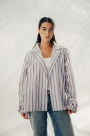 Button-down blouse - multicolored White And Red