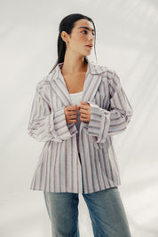 Button-down blouse - multicolored White And Red