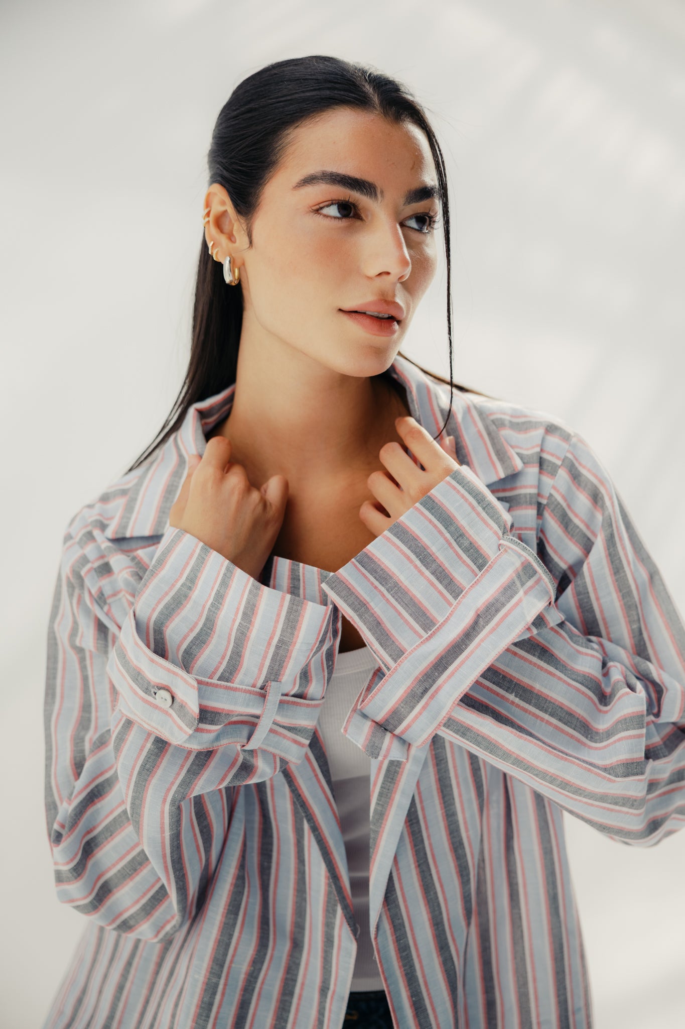 Button-down blouse - multicolored White And Red