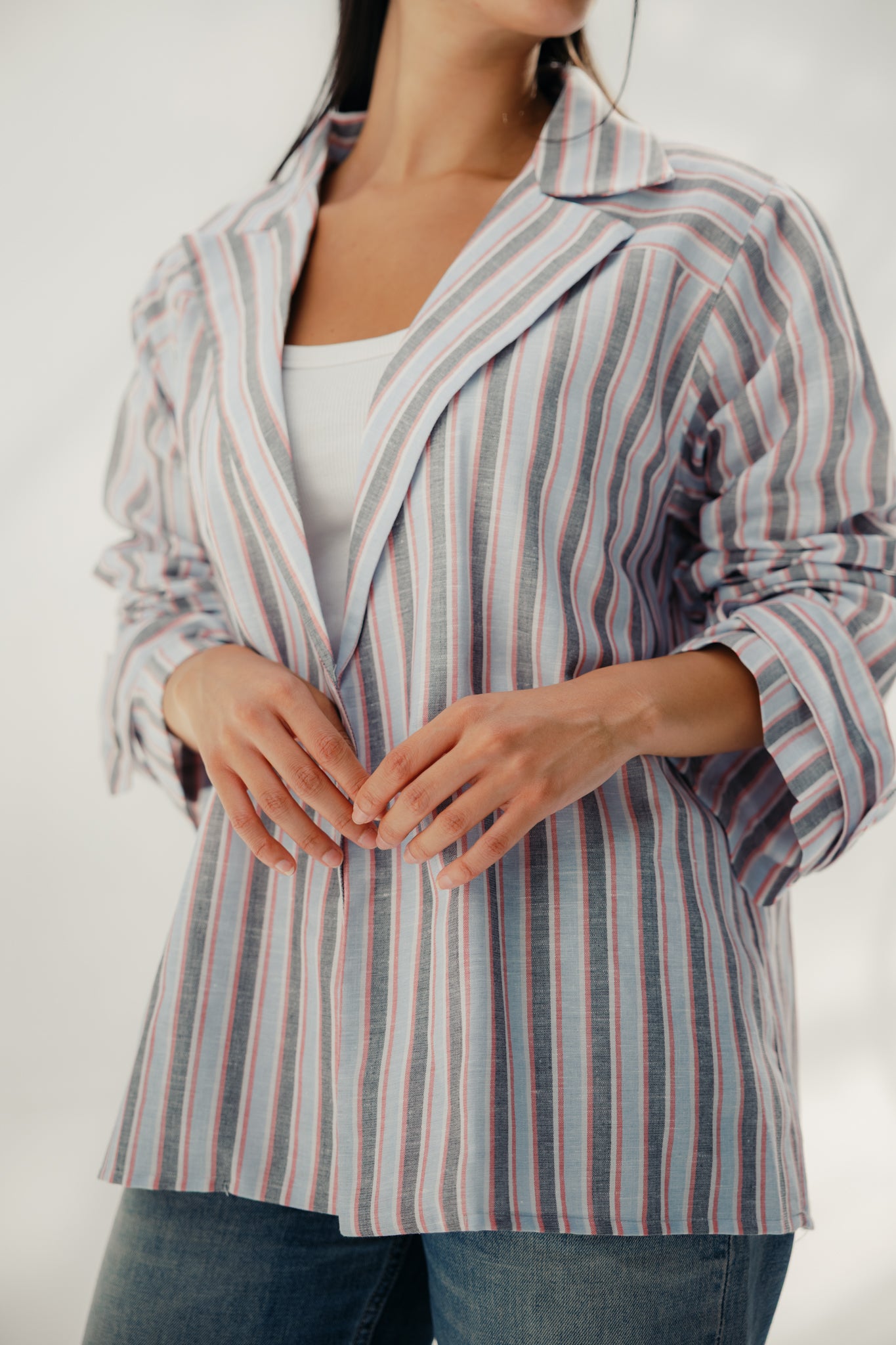 Button-down blouse - multicolored White And Red