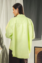 Oversized embroidered shirt neon green