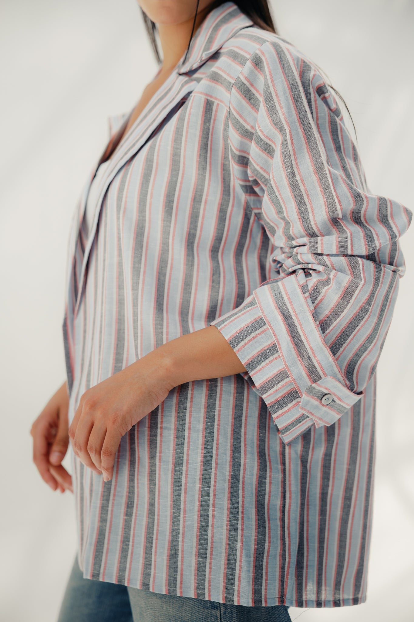 Button-down blouse - multicolored White And Red