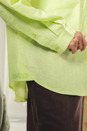 Oversized embroidered shirt neon green
