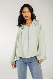 Satin Serenity Ensemble - Jacket Mint