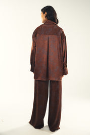 Printed satin shirt Brown