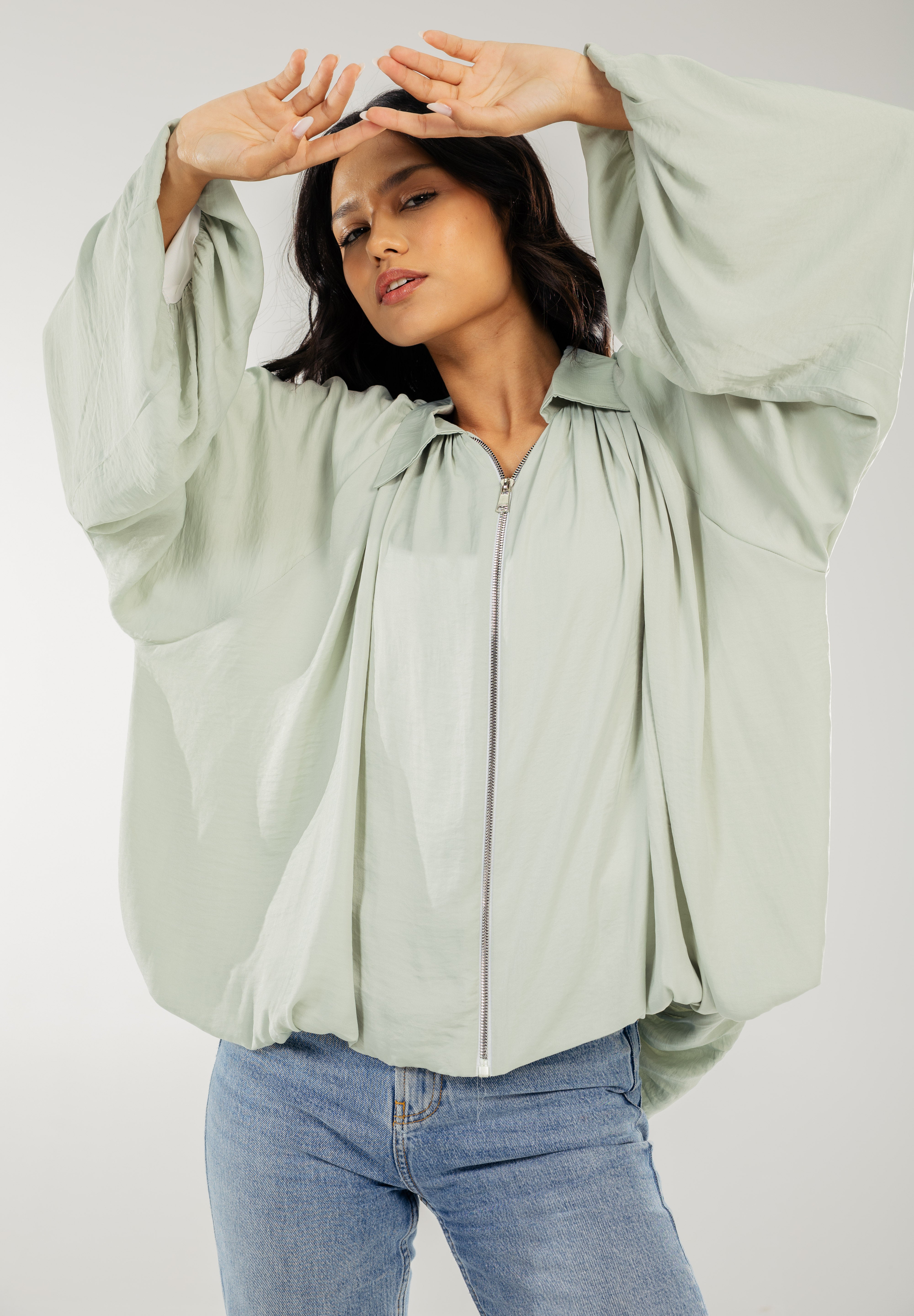 Satin Serenity Ensemble - Jacket Mint