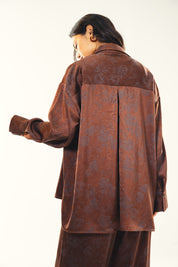 Printed satin shirt Brown