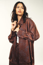 Printed satin shirt Brown