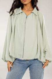 Satin Serenity Ensemble - Jacket Mint