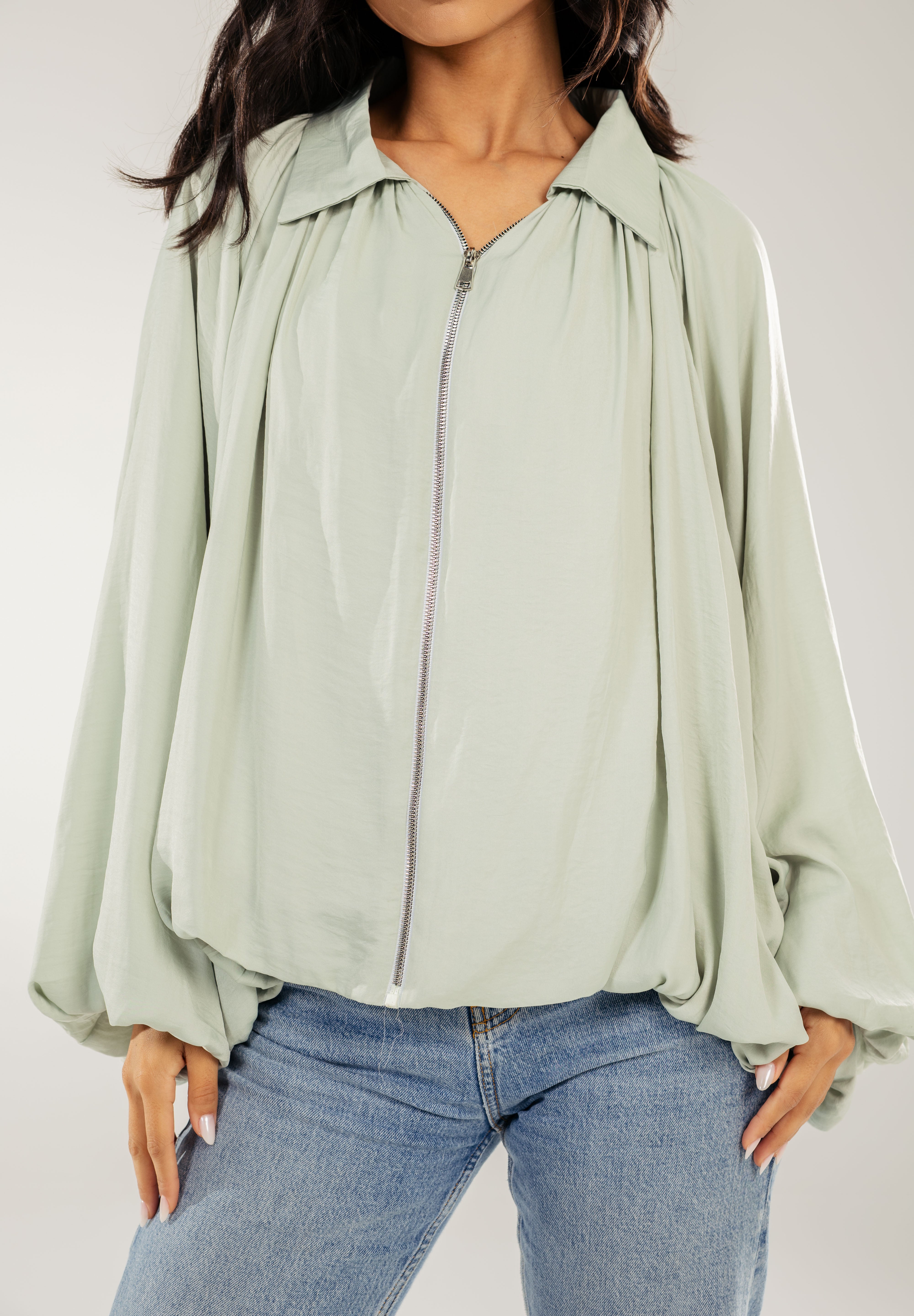 Satin Serenity Ensemble - Jacket Mint