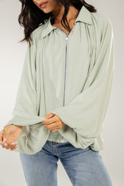 Satin Serenity Ensemble - Jacket Mint