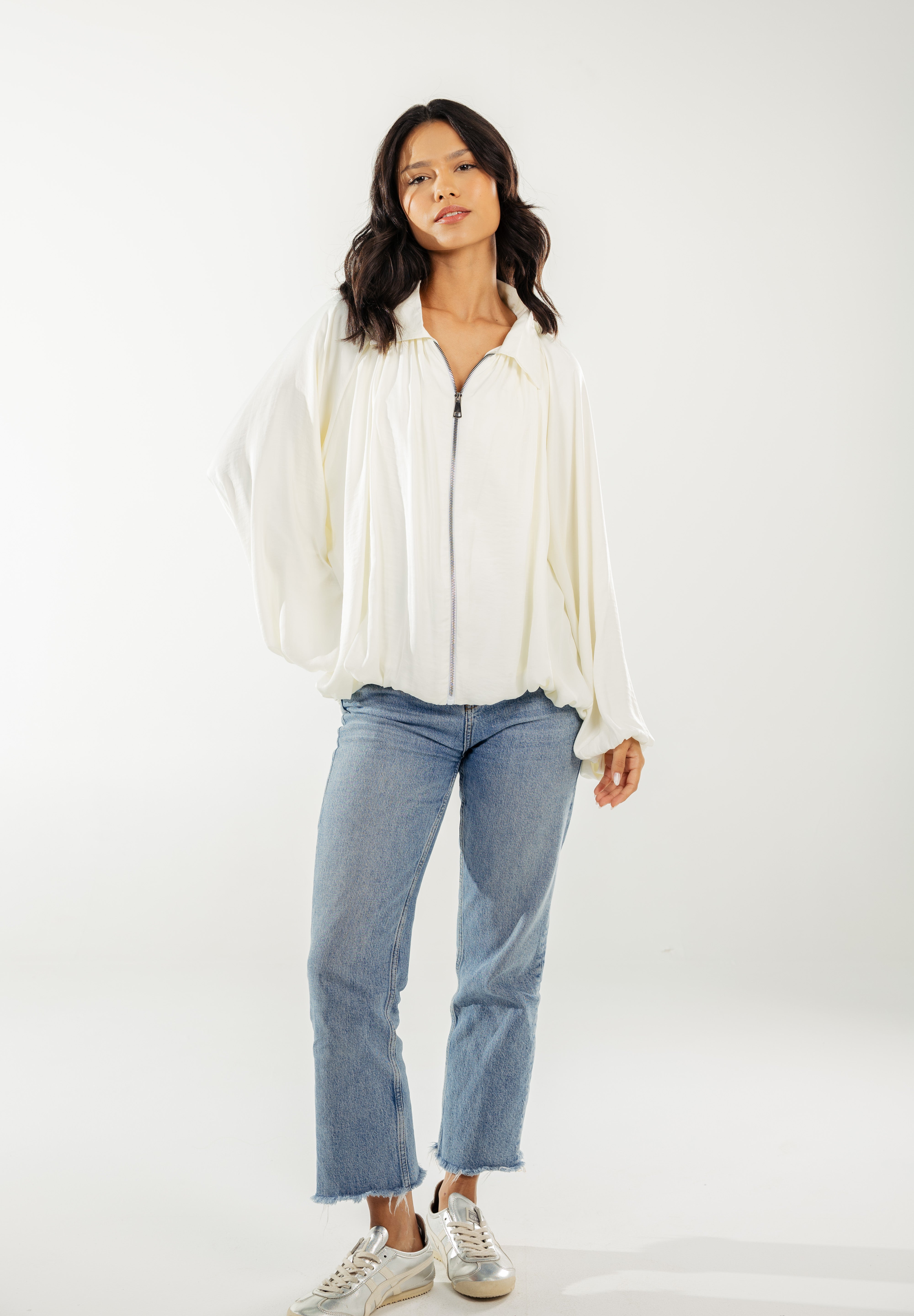 Satin Serenity Ensemble - Jacket White