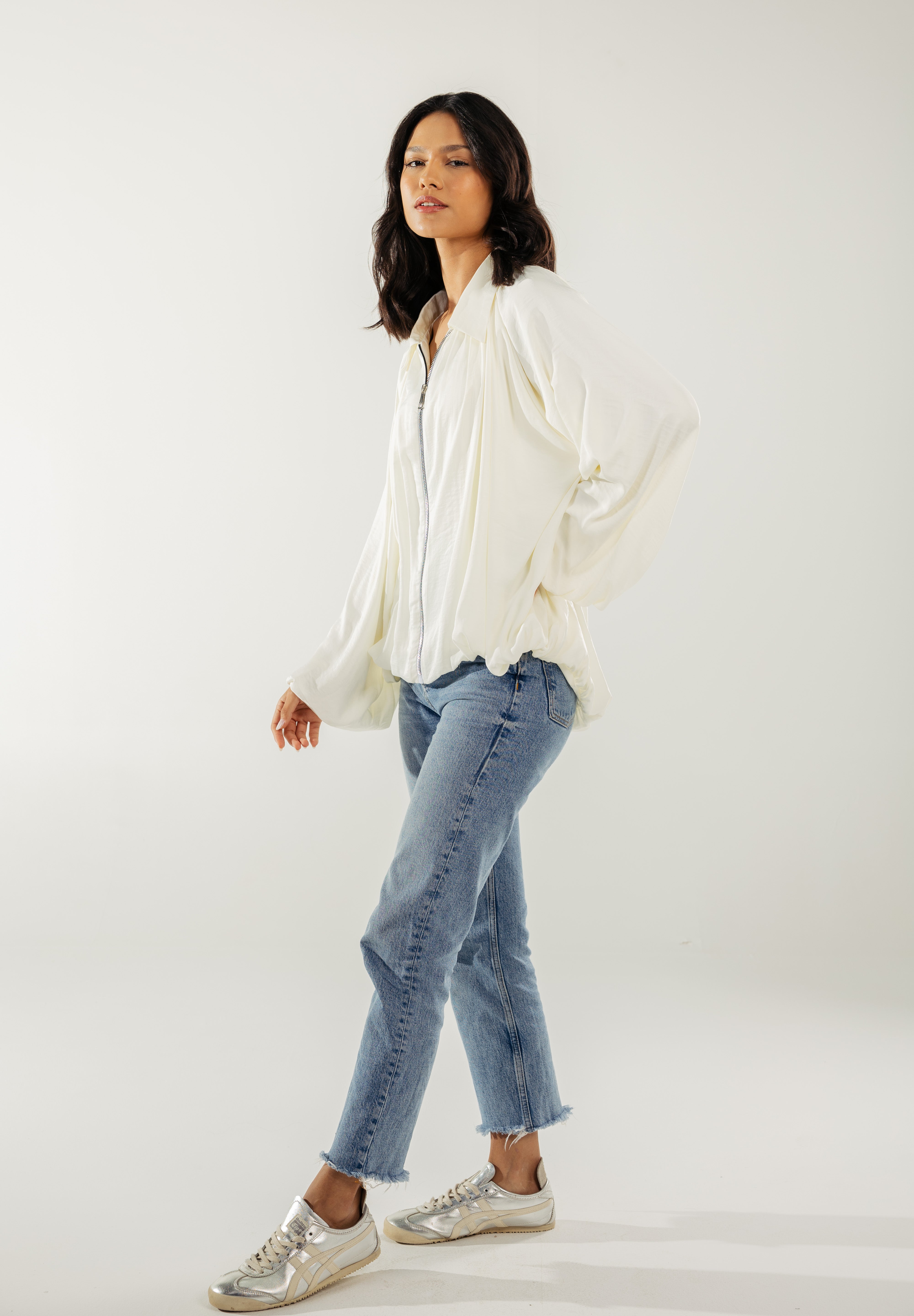 Satin Serenity Ensemble - Jacket White