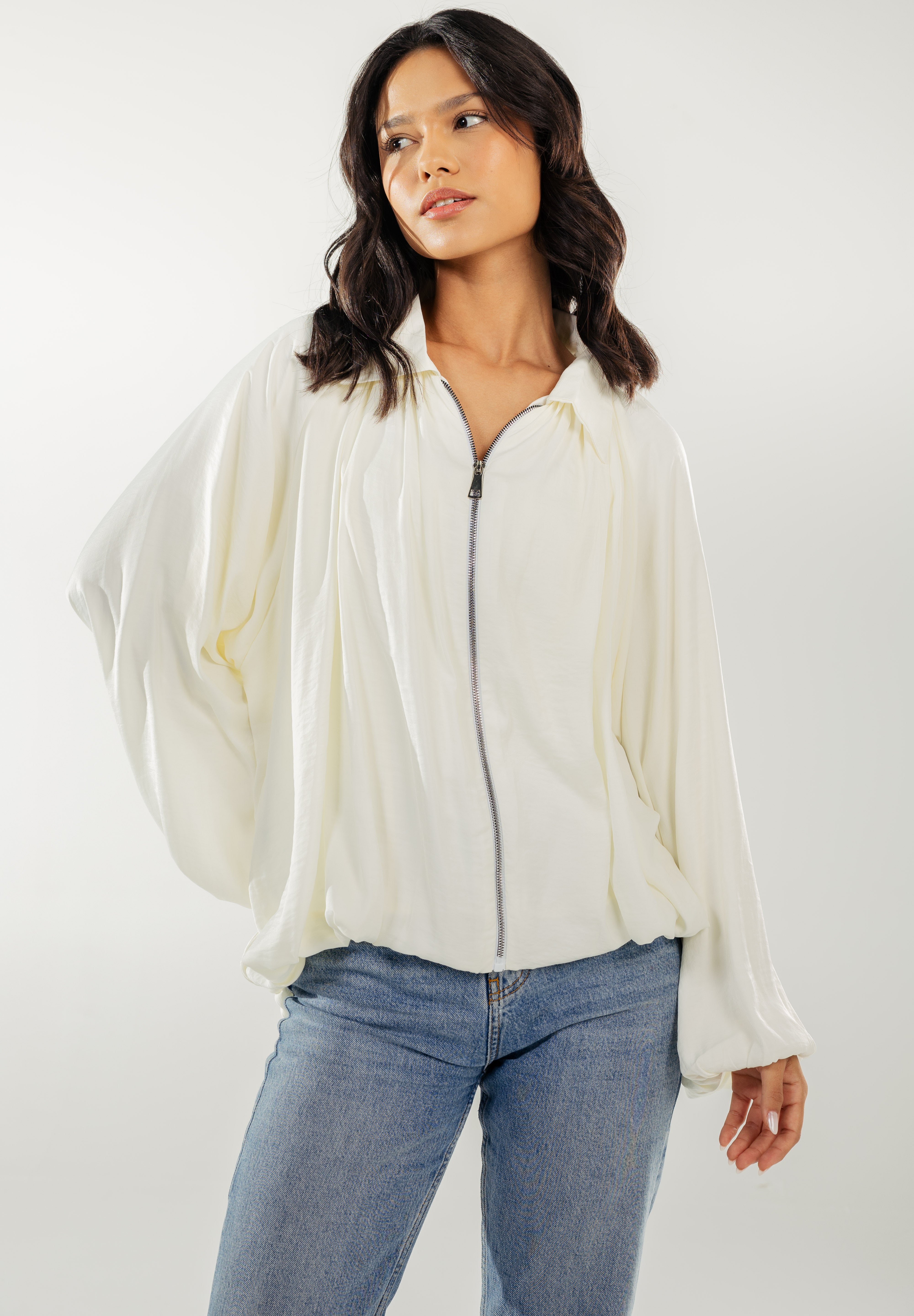 Satin Serenity Ensemble - Jacket White