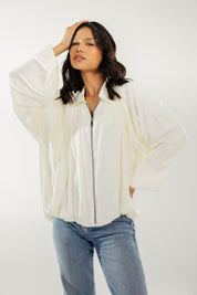 Satin Serenity Ensemble - Jacket White