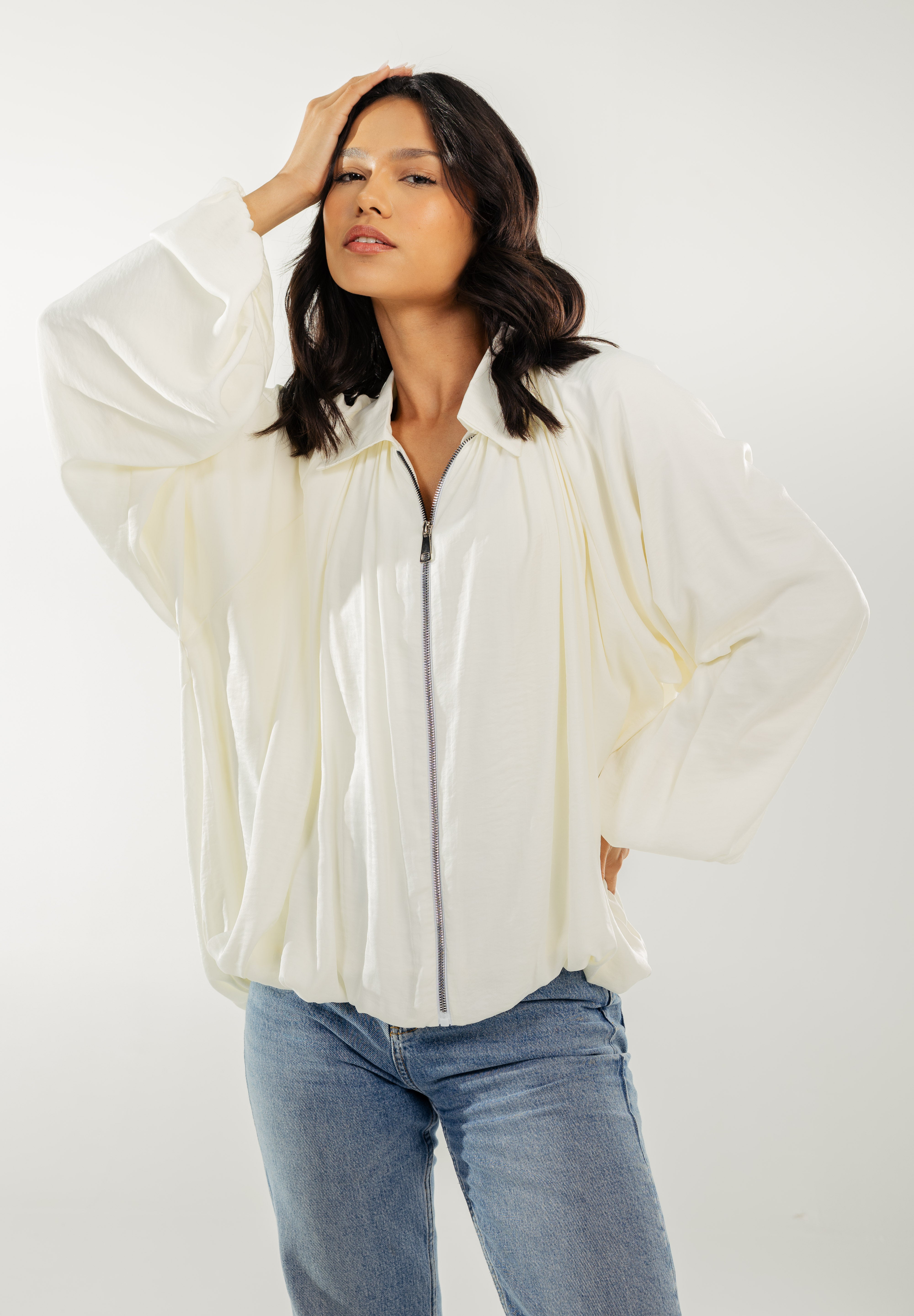 Satin Serenity Ensemble - Jacket White