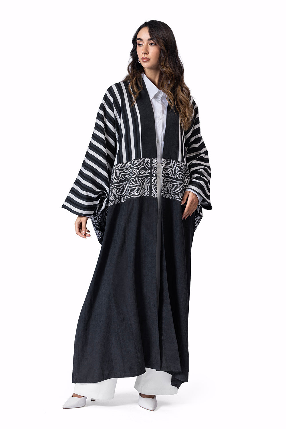 The Noor Striped kaftan Black