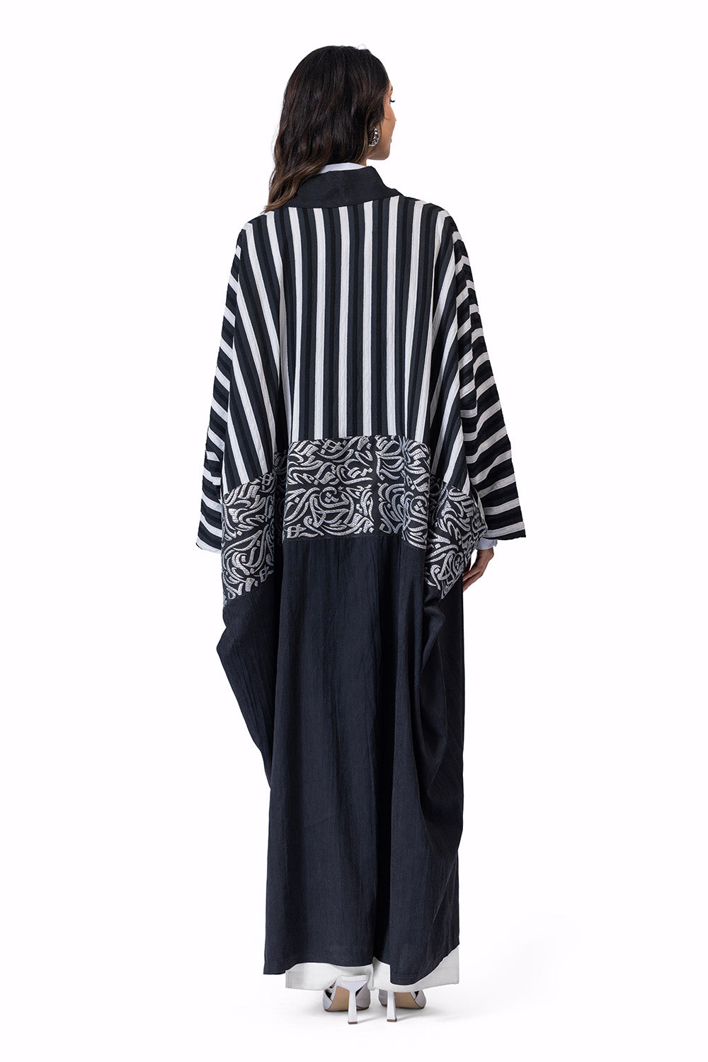 The Noor Striped kaftan Black