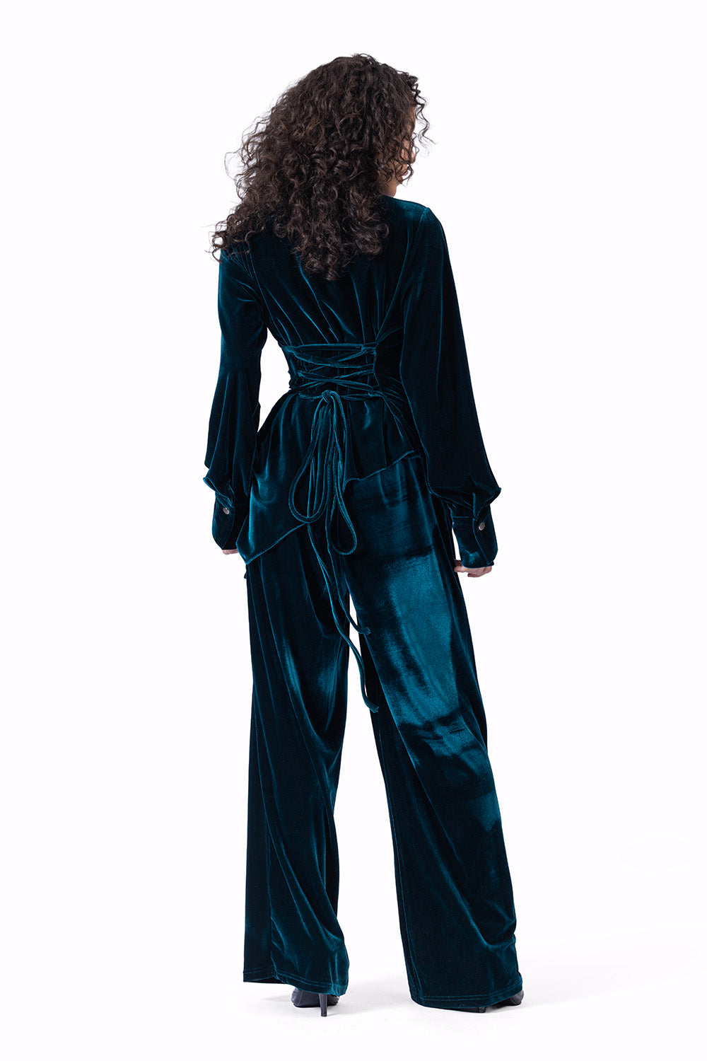 The Midnight Velvet Buttoned top Green