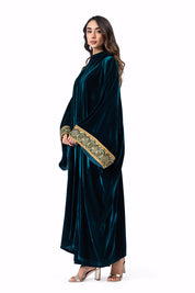 Al Qamar Velvet kaftan Green