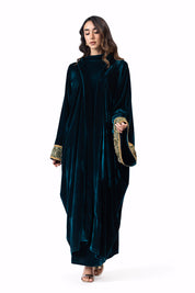 Al Qamar Velvet kaftan Green
