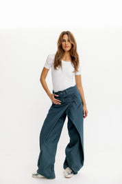 Cross-Panel Denim Trousers