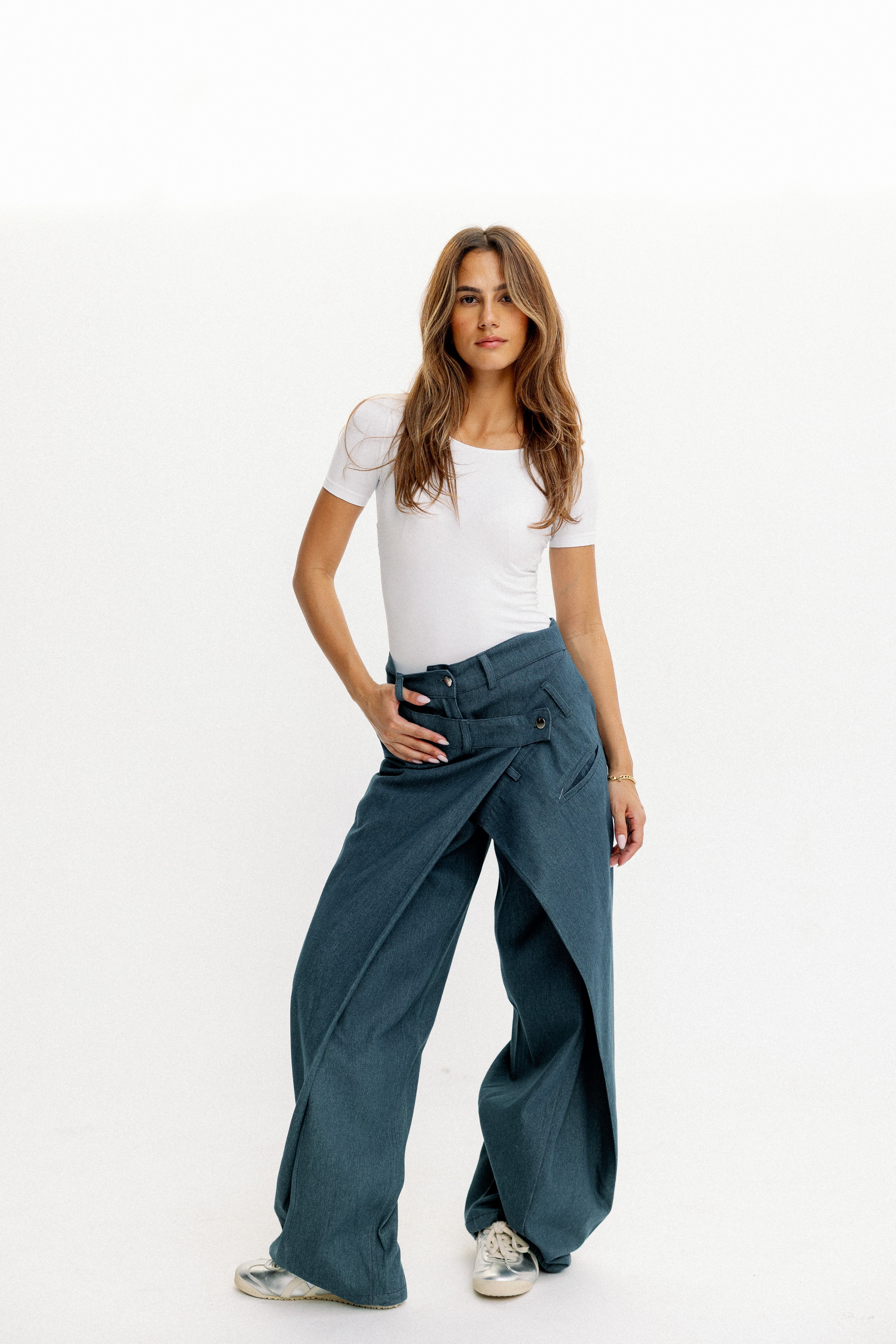 Cross-Panel Denim Trousers
