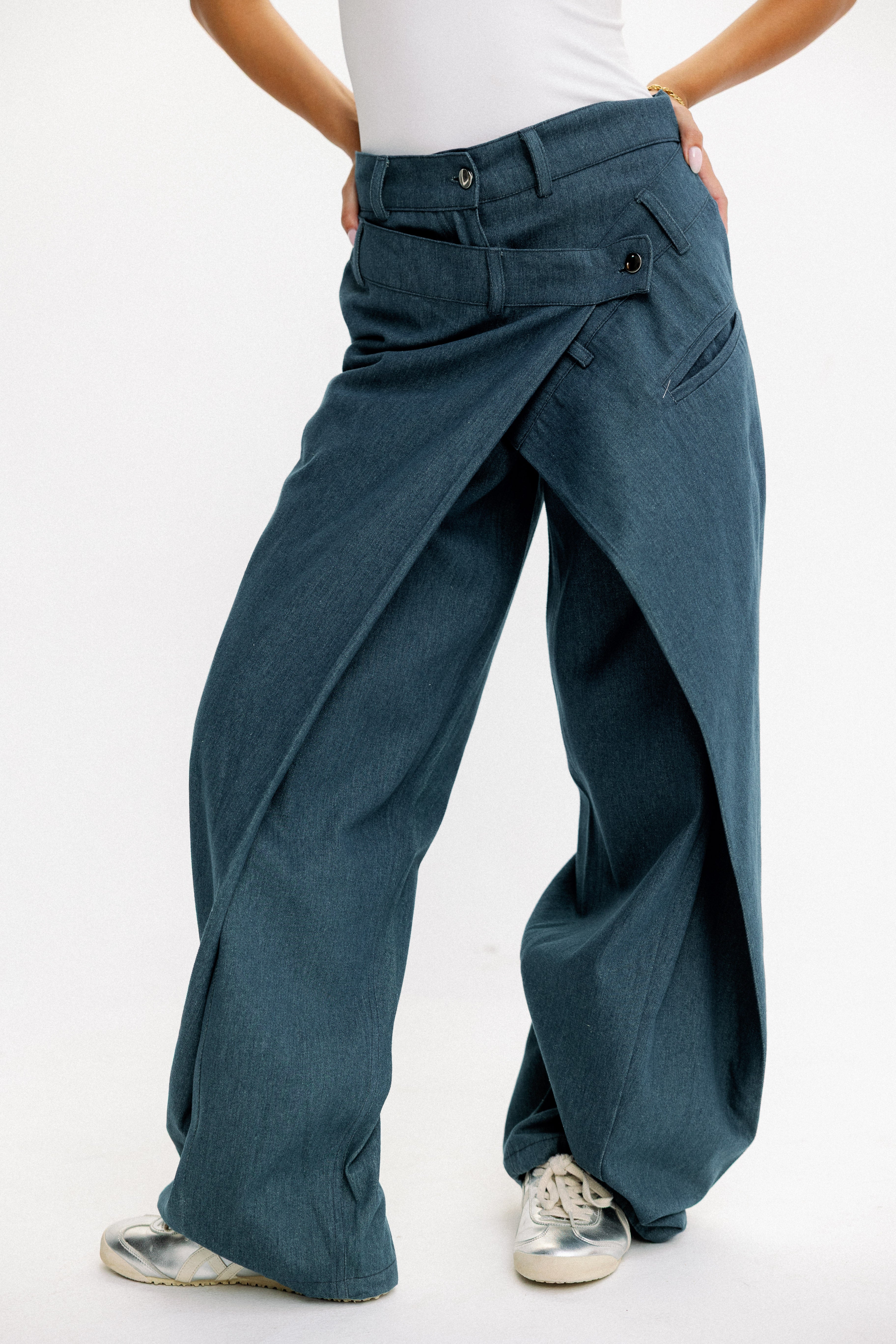 Cross-Panel Denim Trousers