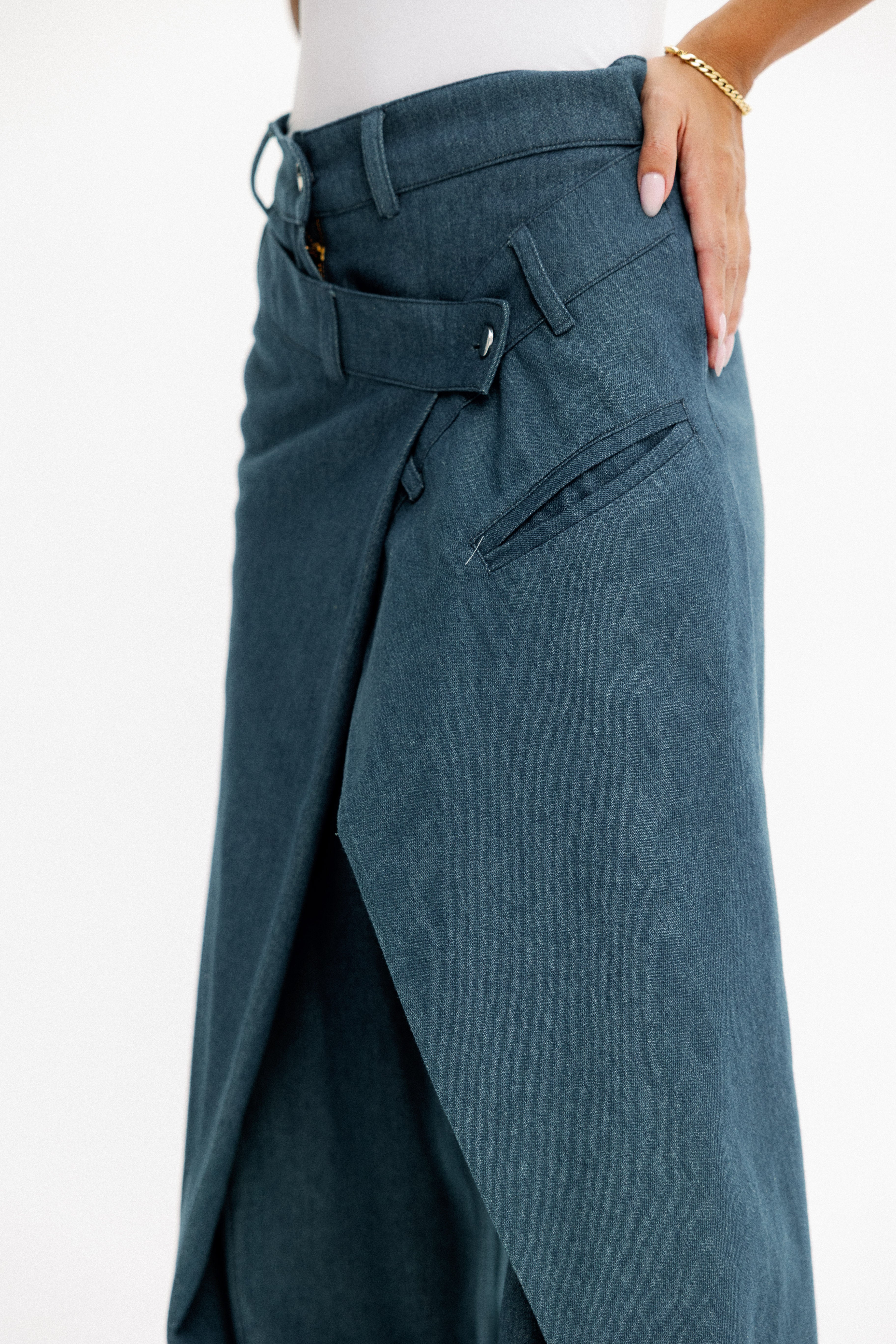 Cross-Panel Denim Trousers