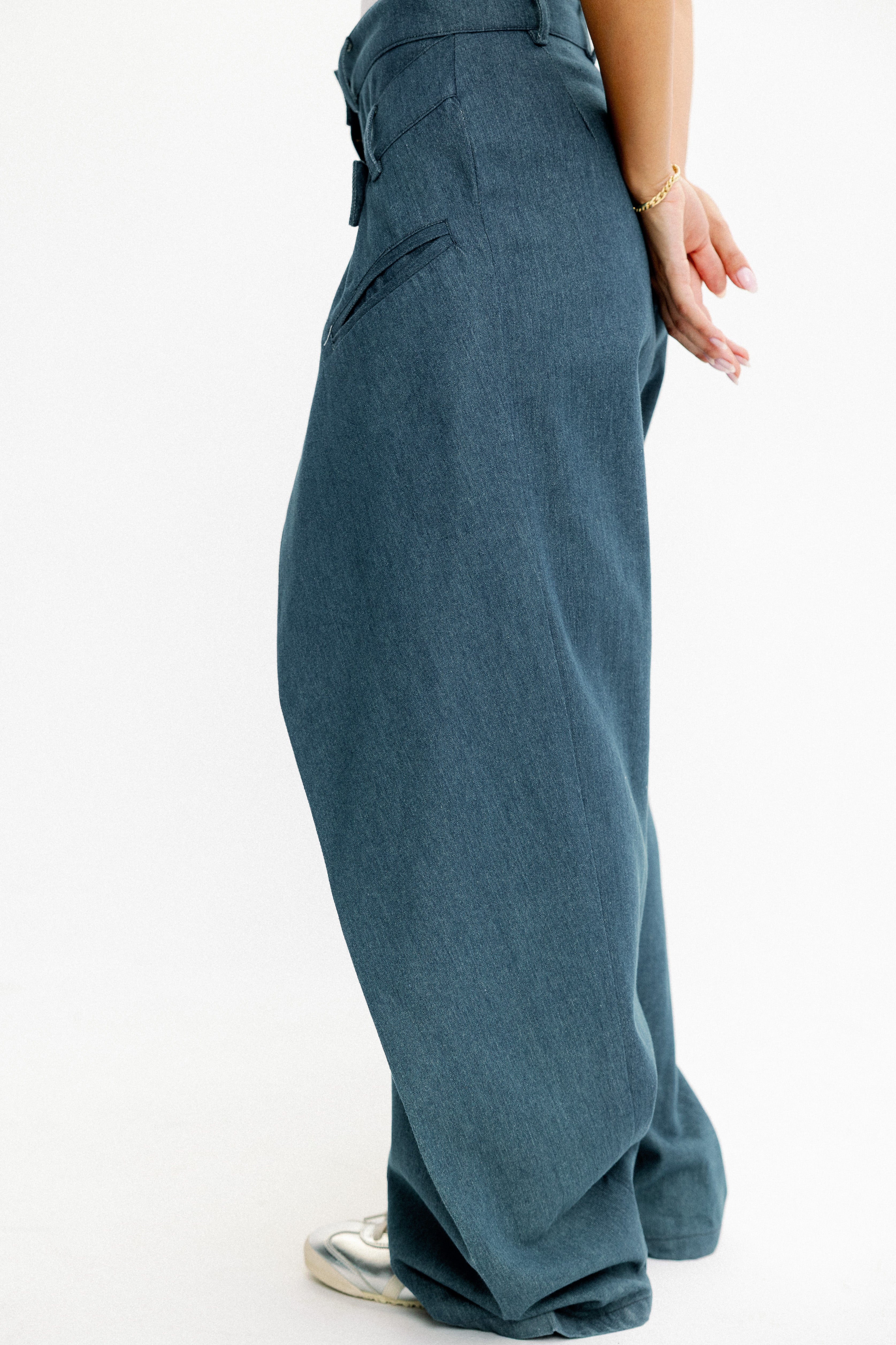 Cross-Panel Denim Trousers