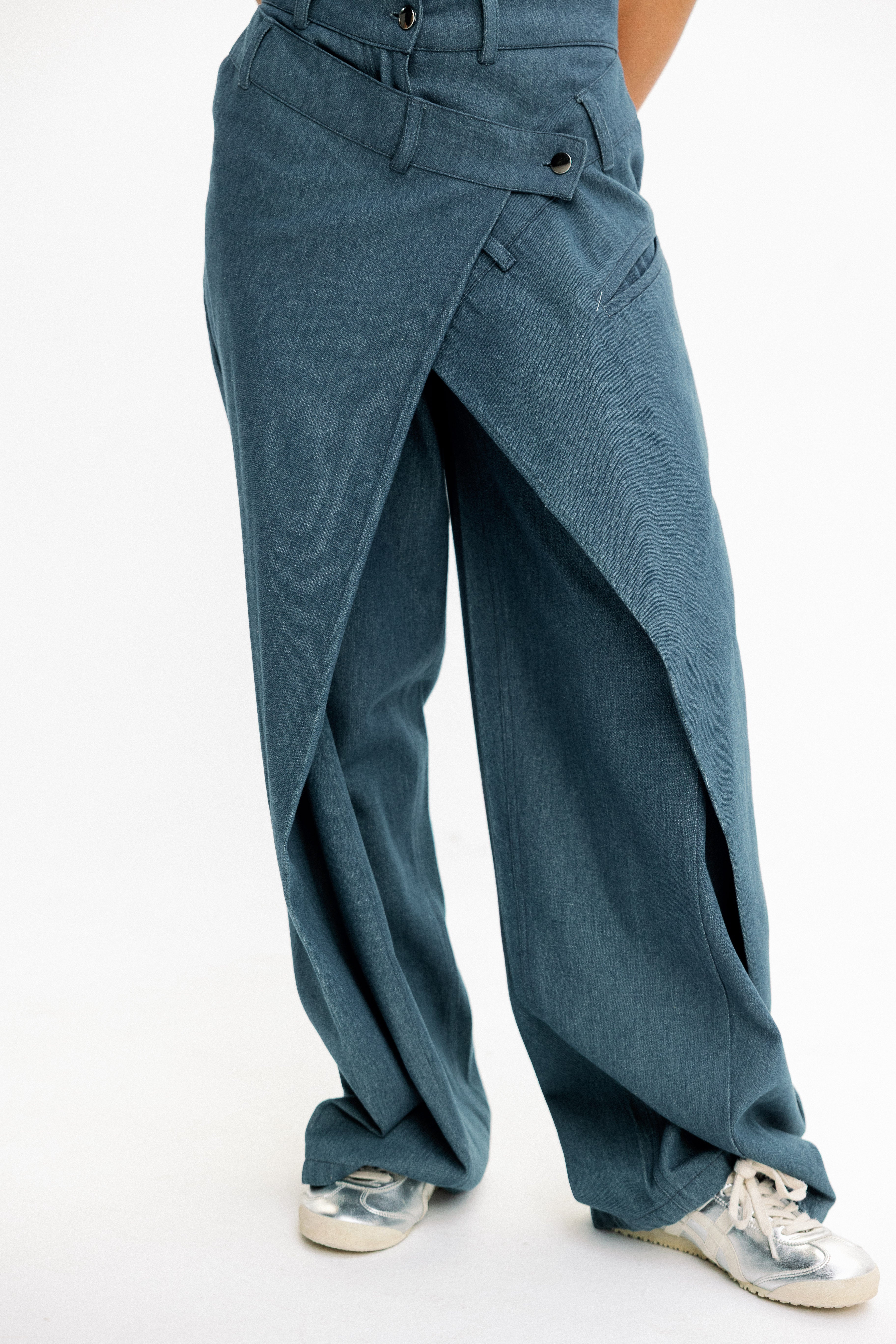 Cross-Panel Denim Trousers