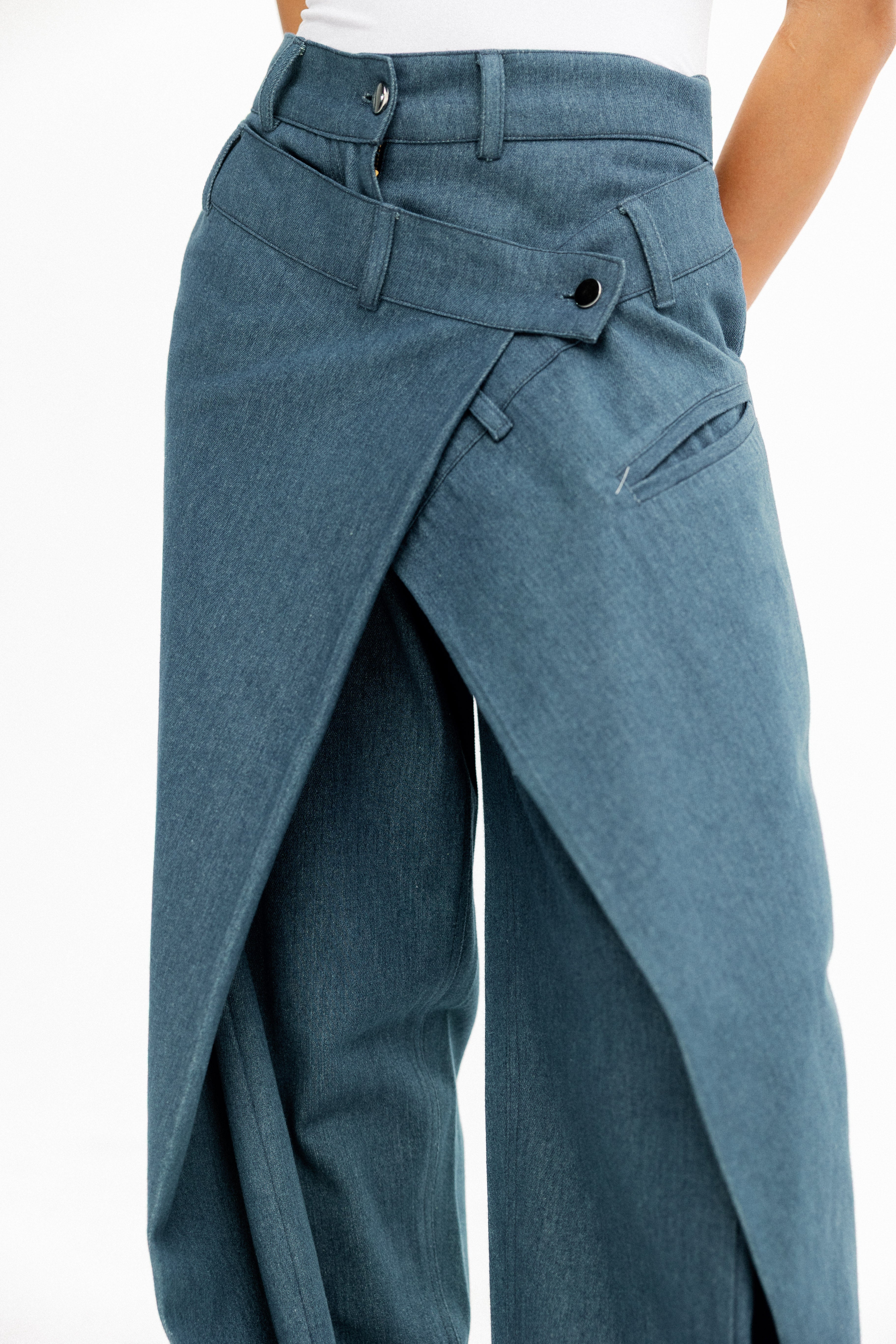 Cross-Panel Denim Trousers