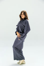 The Velour Top  Navy Blue