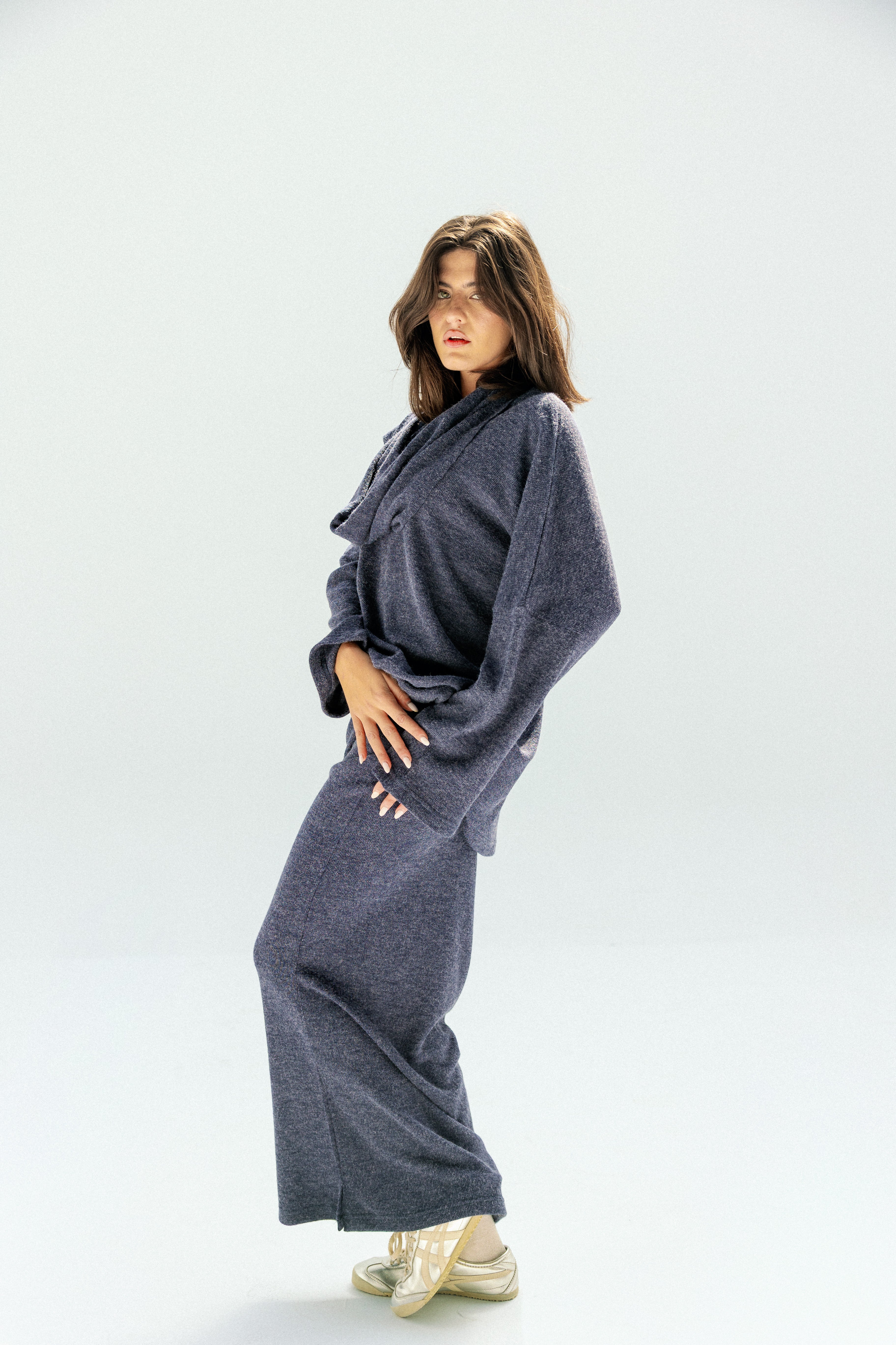 The Velour Top  Navy Blue
