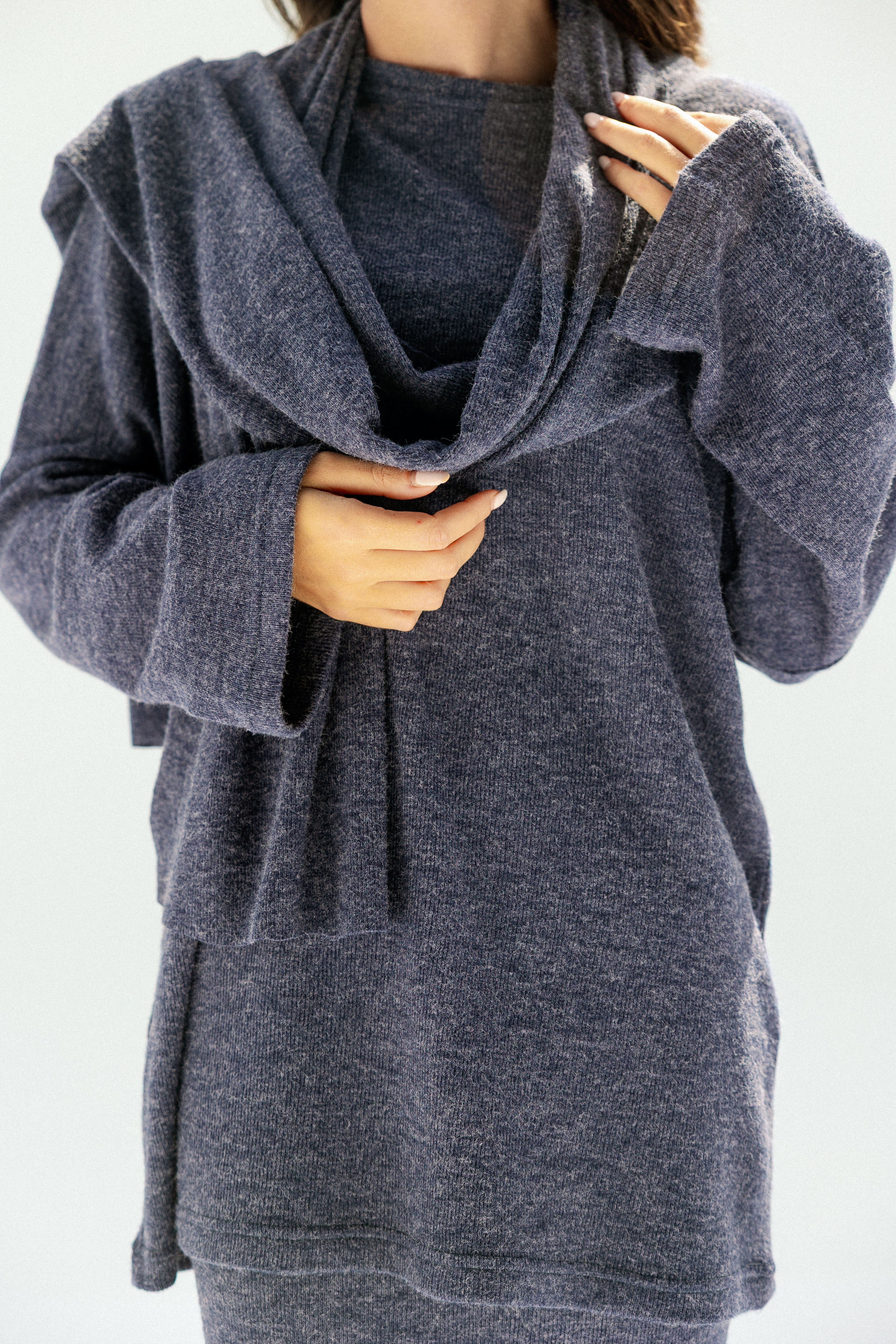The Velour Top  Navy Blue