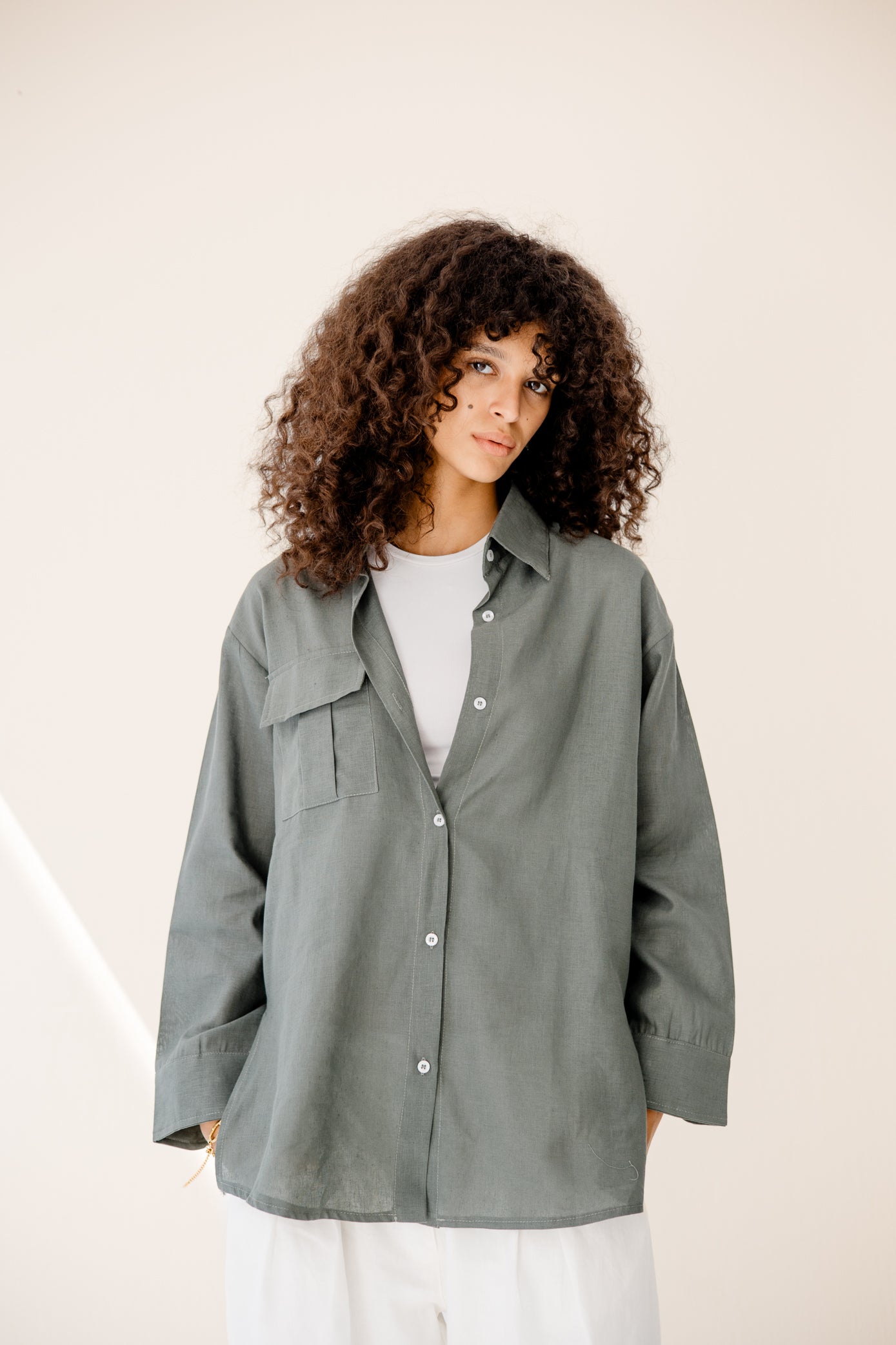 Essential Linen Chill Shirt Dark olive